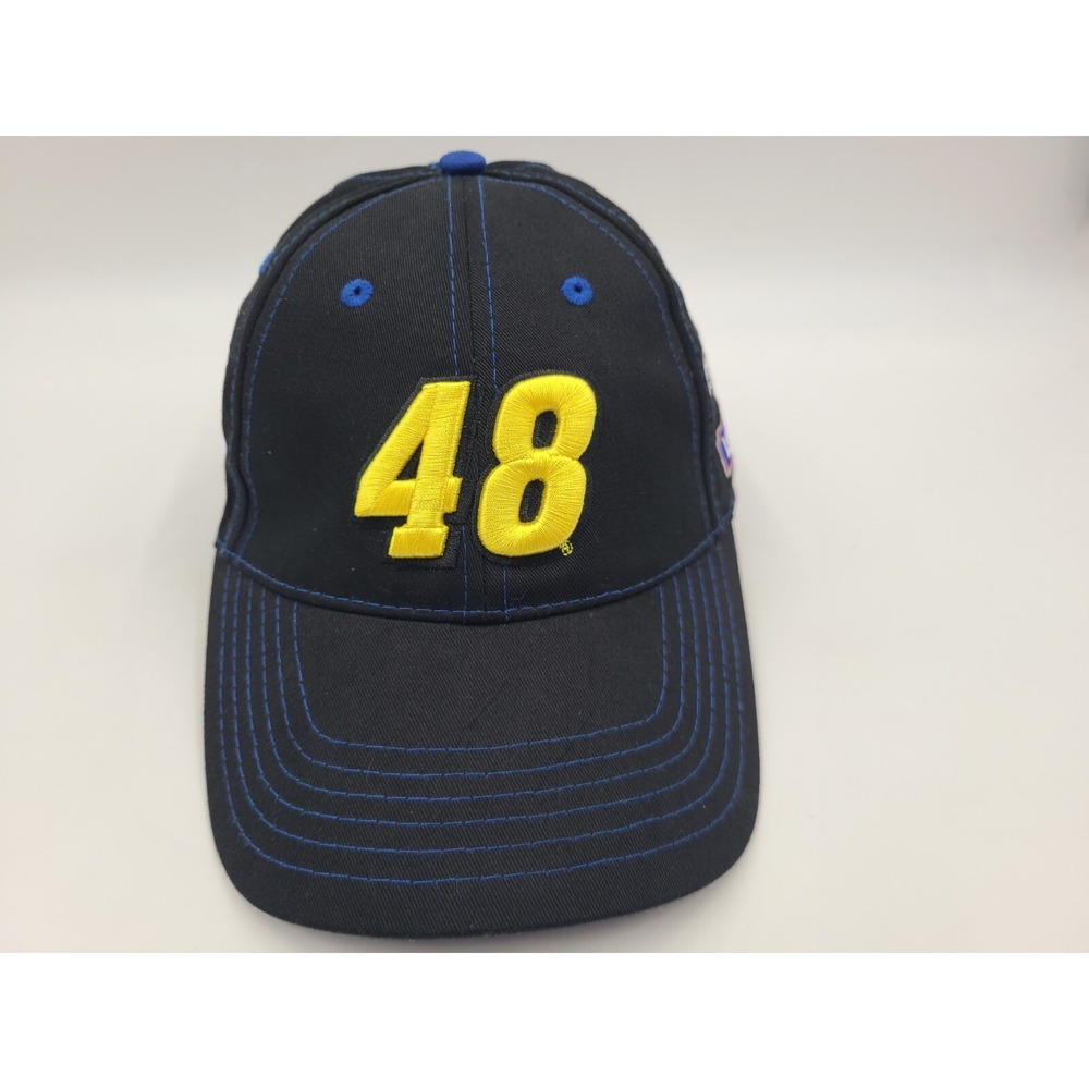 Jimmie Johnson Foundation #48 Lowes Chase Adjustable Hat Cap NASCAR Black Blue‎